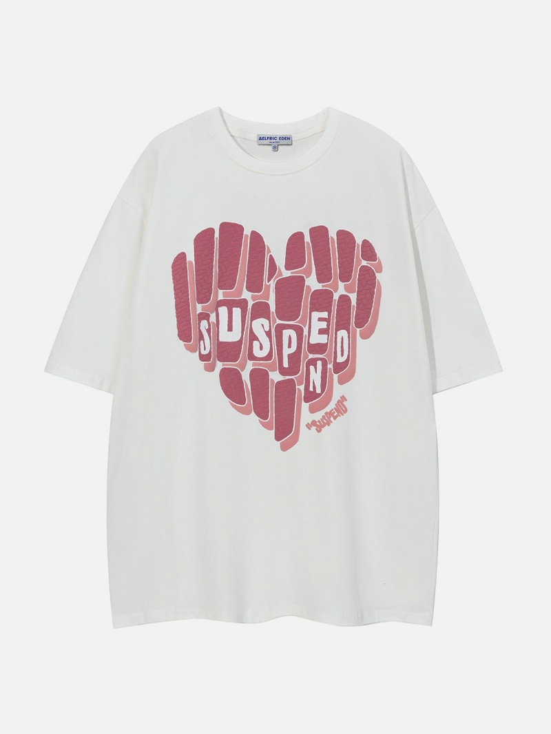 Noir  T Shirts Aelfric Eden 3d Heart Print Tee - VMQ-9779451